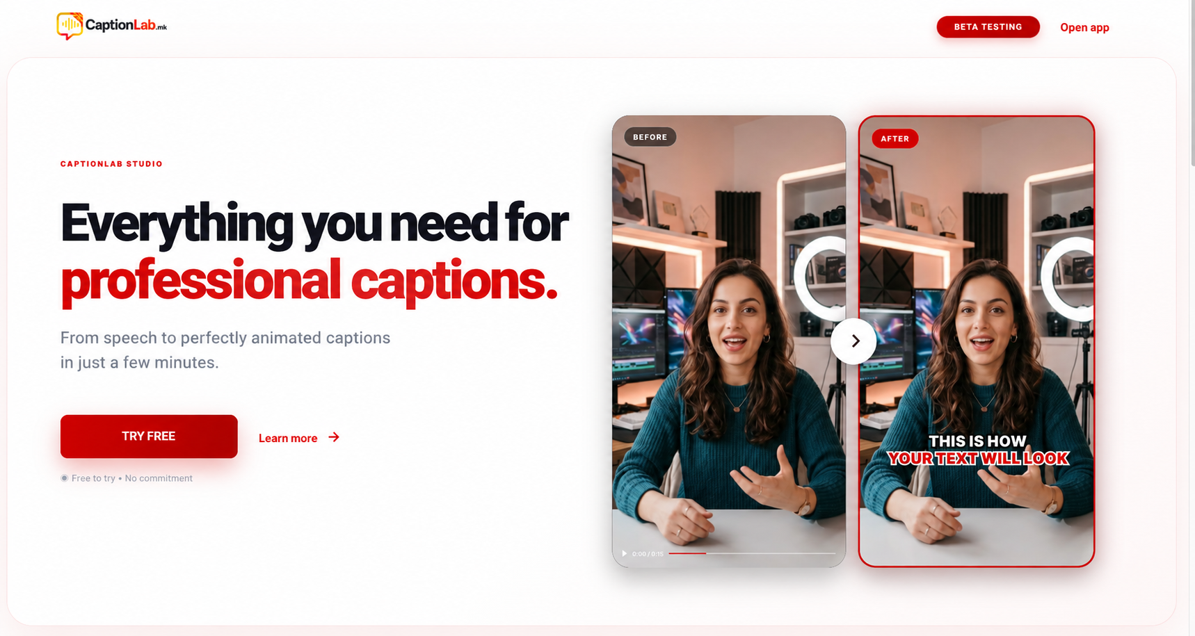 CaptionLab English portfolio preview